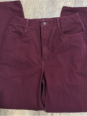 Women’s Shepler Burgundy High-Rise Pants Signature Longhorn Button Sz 12